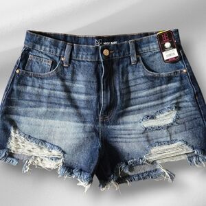 No Boundaries Blue Distressed Jean Shorts